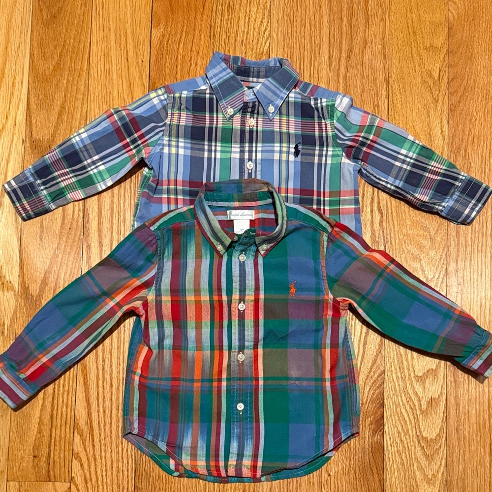 Ralph Lauren Toddler 12M-18M Multicolor Plaid Button-Down Shirts 100%Cotton
